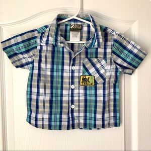 Boyz Wear By Nannette blue/gray button shirt 12m